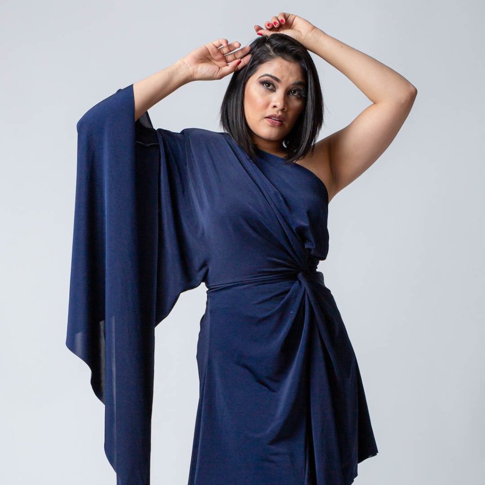 Navy Blue Asymmetrical Short Dress